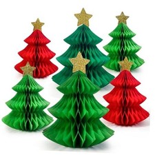 6Pcs Honeycomb Paper Christmas Tree, Table Decorations Christmas Honeycomb