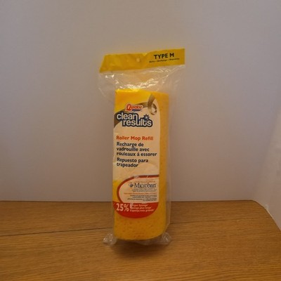 QUICKIE ROLLER MOP REFILL TYPE M CLEAN RESULTS MICROBAN SPONGE YELLOW CLEAN NEW