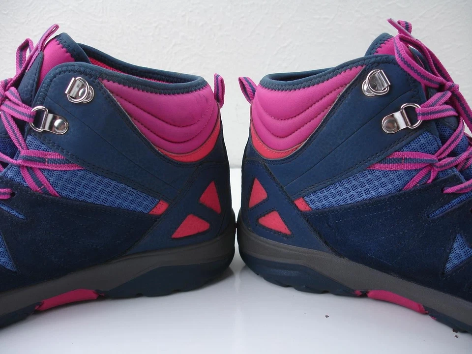 Girls Kids sz 7 M Merrell Capra Mid Waterproof Hiking Boots Navy Blue Pink Ankle - Image 2 of 4