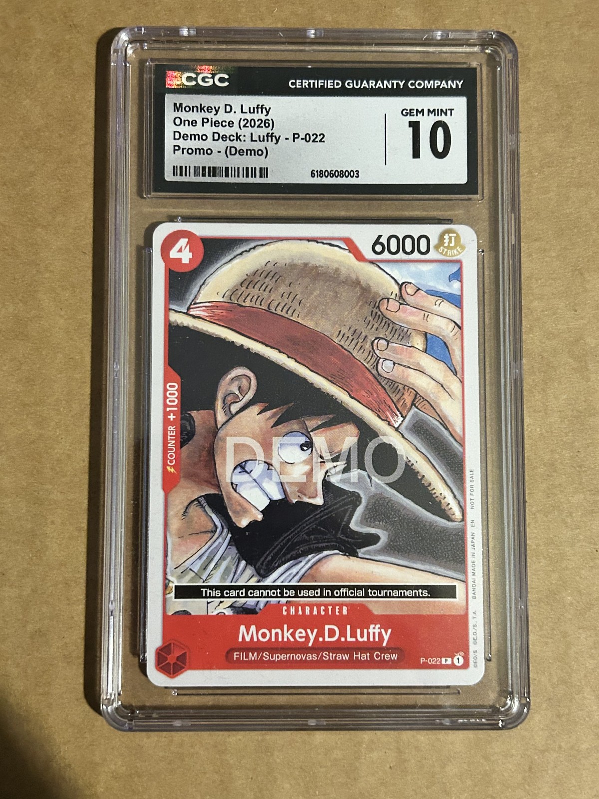 Monkey.D.Luffy  P-022 One Piece Demo Stamp CGC Gem Mint 10