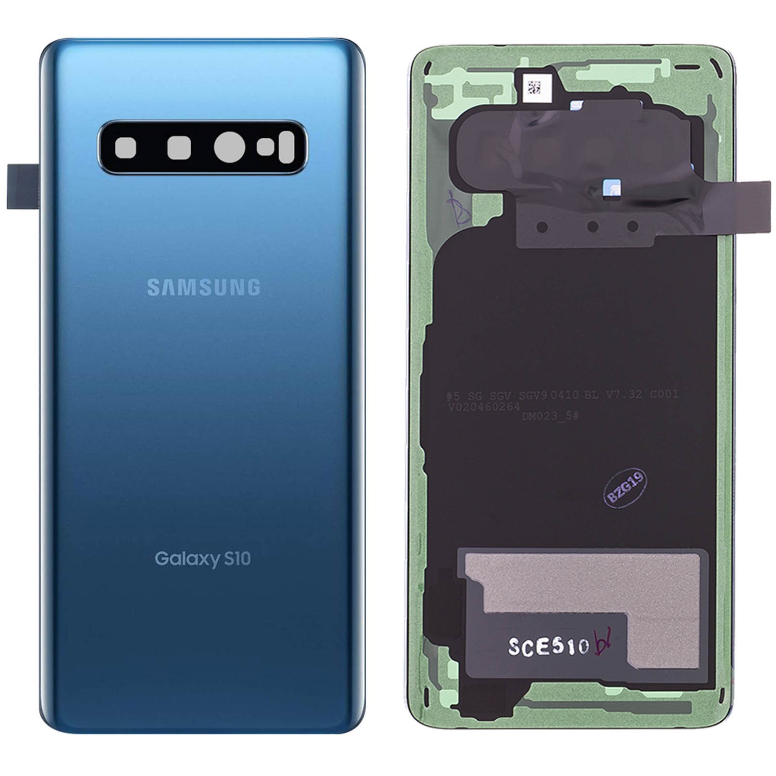 Vitre arrière pour Galaxy S10 Bleu d'origine en verre minéral de remplacement