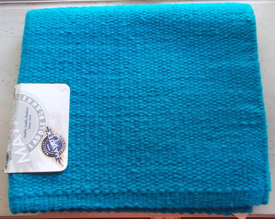 Handwoven Blue Mayatex San Juan Horse Saddle Blanket 34'' x 30'' Wool Blend NOS