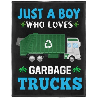 Trash Truck Blanket, Just A Boy Who Loves Garbage Trucks Blanket, Soft Warm C...