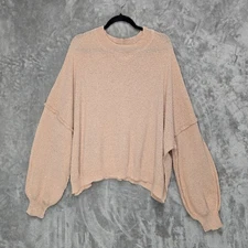 Davi & Dani Womens 2XL Peach Balloon Sleeve Textured Knit Sweater Pullover Boho