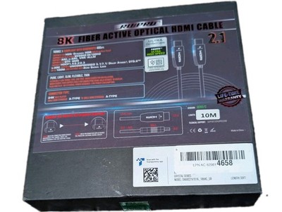 8K HDMI Ultra High Speed Latest 2.1b Certified Fiber Optic Cable CL2 Rated 33'