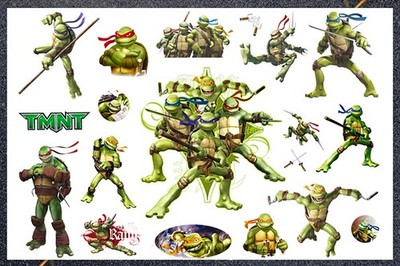 Temporäres Kinder-Tattoo SET Ninja Turtles TNMT Superhelden  Marvel DC Superhero