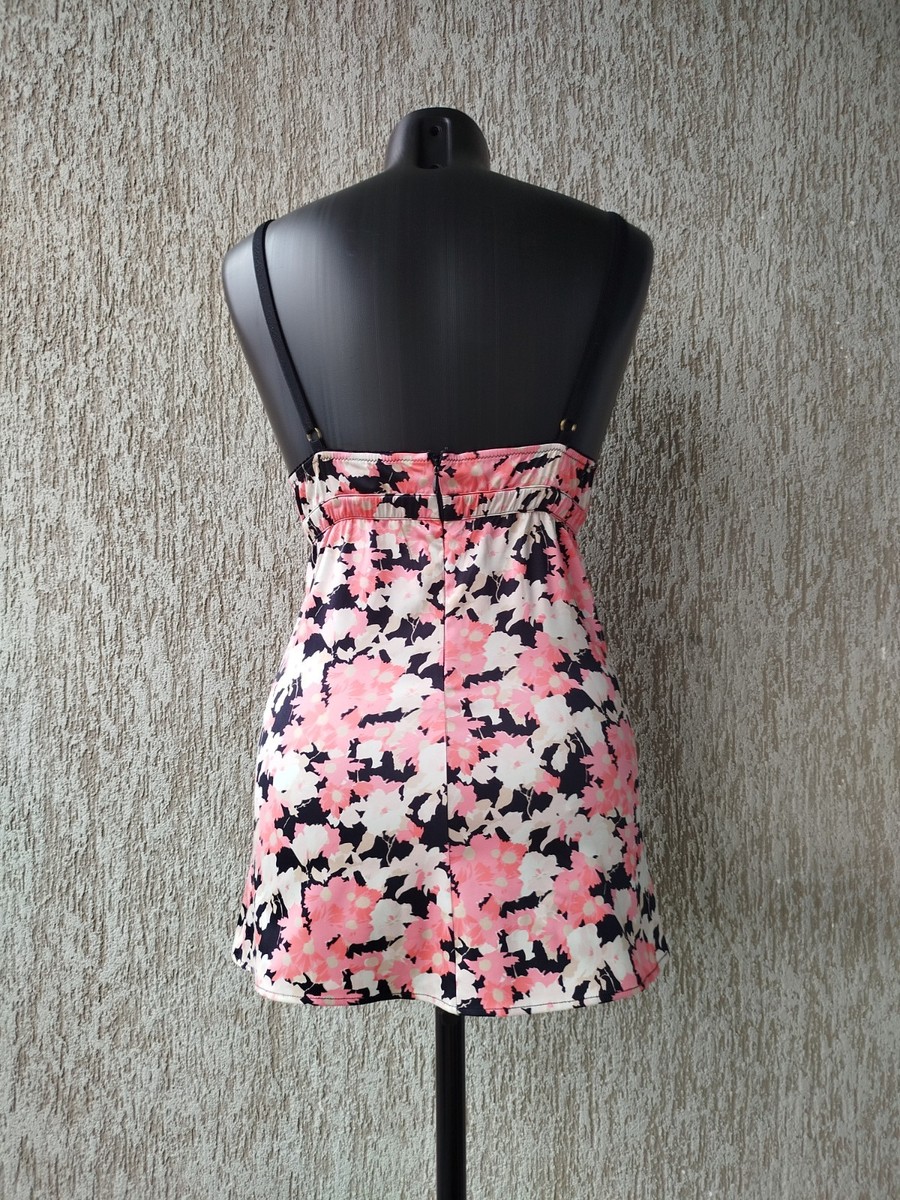 D&G Dolce Gabbana Top Camisole Pink Floral Print Zip Satin Sexy