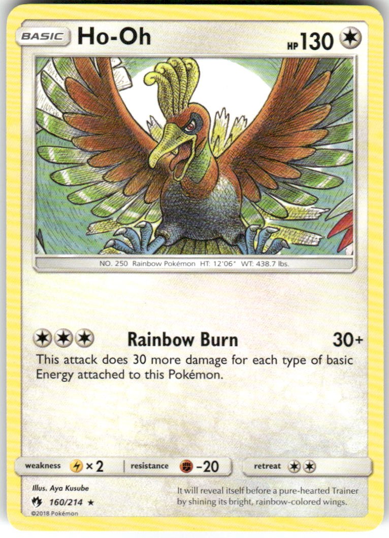 Ho-Oh 160/214 Rare Lost Thunder Pokemon Lightly Played