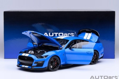 2023 FORD MUSTANG SHELBY GT500 GRABBER BLUE WHITE STRIPES 1:18 by