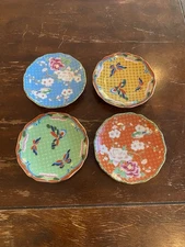 Takahashi Cloisonné Porcelain Plates Trinket Dish 1981 San Francisco 3.75” Set 4