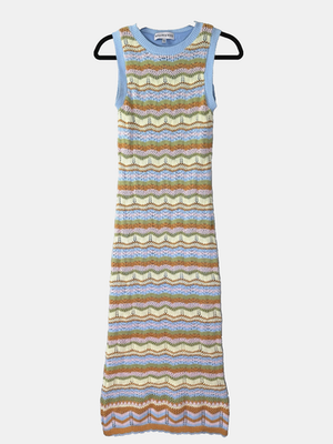 Willow & Wind Women Small Striped Boho Knit Crochet Maxi Dress Indie  Cottagecore | eBay