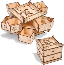 3D Wooden Puzzle Mechanical Treasure Box of Dragon, DIY Model Kits and 3D Puzzle
