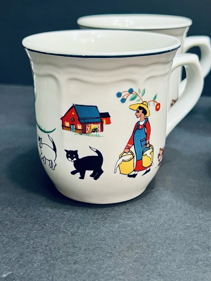 Juego De 6 Tazas De Gres Genuino De Colección “Farm Friends” de ONEIDA 3-1/2” EC Foto 3 de 4