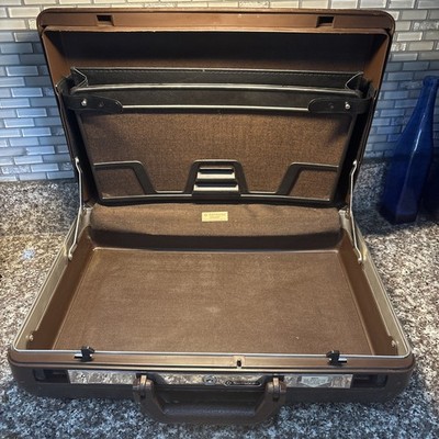 Vtg. Samsonite Delegate Survivor Briefcase Attache Case Hard Shell Brown No Key