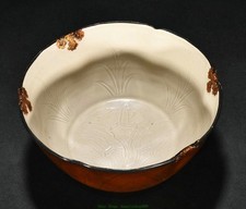 7.5"Old Ding Kiln Purple Glaze Porcelain Gilt Flower Pattern Teabowl Bowl Bowls