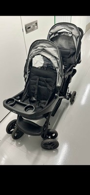 Graco Stadium Duo Tandem-Zwillingsbuggy Kinderwagen Kinderwagen   schwarz/grau