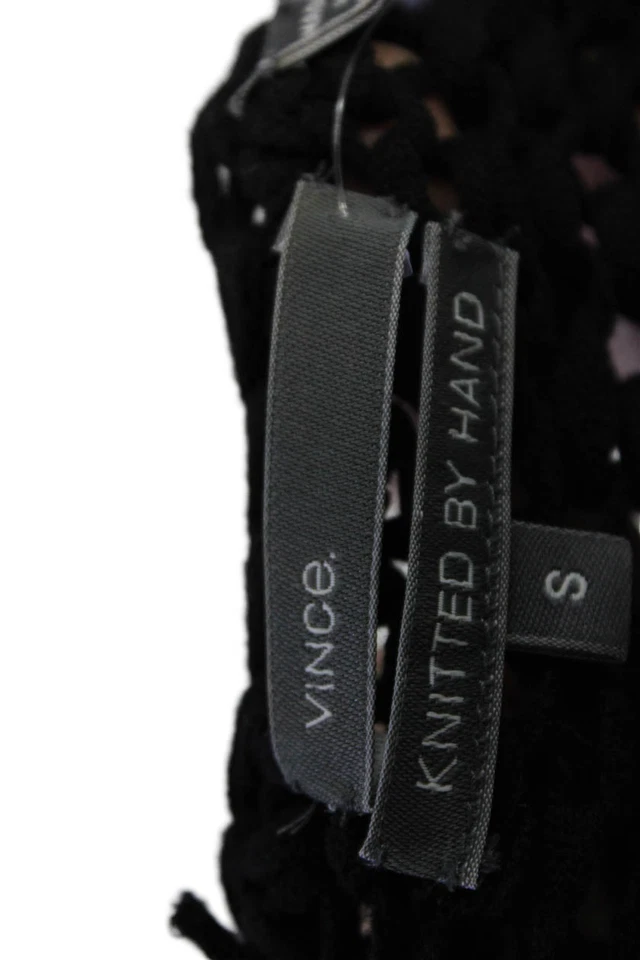 Regata Vince feminina de malha aberta sem mangas gola redonda preta tamanho P - Imagem 4 de 4