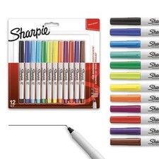 Permanent Markers, Ultra Fine Point, Assorted Colors, 12 Count