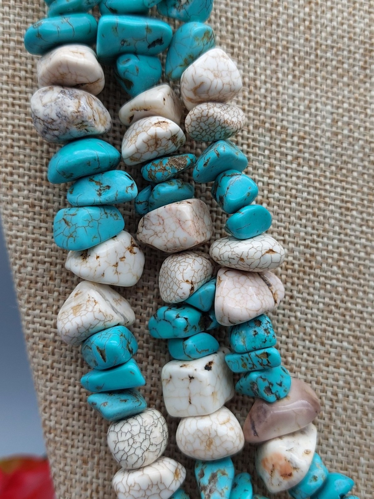 Artisan Boho Multi Strand Statement Necklace Hoop… - image 5