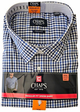 Chaps Men's Regular Fit Button Down Dress Shirt 18-18.5 x 36/37 Blue XXL / 2XL