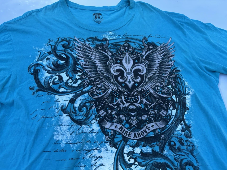 Vintage Y2K Style Shirt Mens Large Blue Route 66 Grunge Cybercore Punk Hip Hop - Image 2 of 4