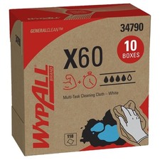 WypAll GeneralClean X60 Multi-Task Cleaning Cloths Pop-Up Box, 10 Boxes/Case