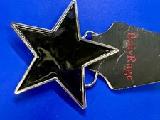 Black Star Shaped Badge Cutout Black Enameled Belt Buckle by Body Rage