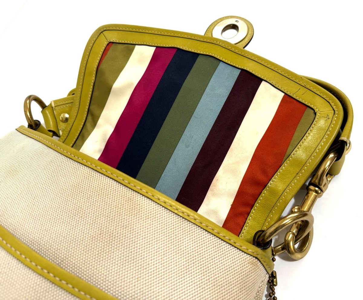 RARE COACH Y2K LEGACY CANVAS CITRINE LEATHER TRIM ALI SLIM FLAP