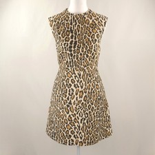Alice + Olivia Coco Leopard Print Cut Out Mini Dress, Beige/Black, US 4 Small