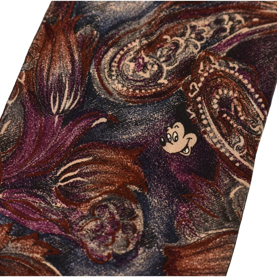 Corbata de seda floral de Mickey Mouse de cachemira de Disney ORIGINALS $64 3,5" de ancho Foto 2 de 4