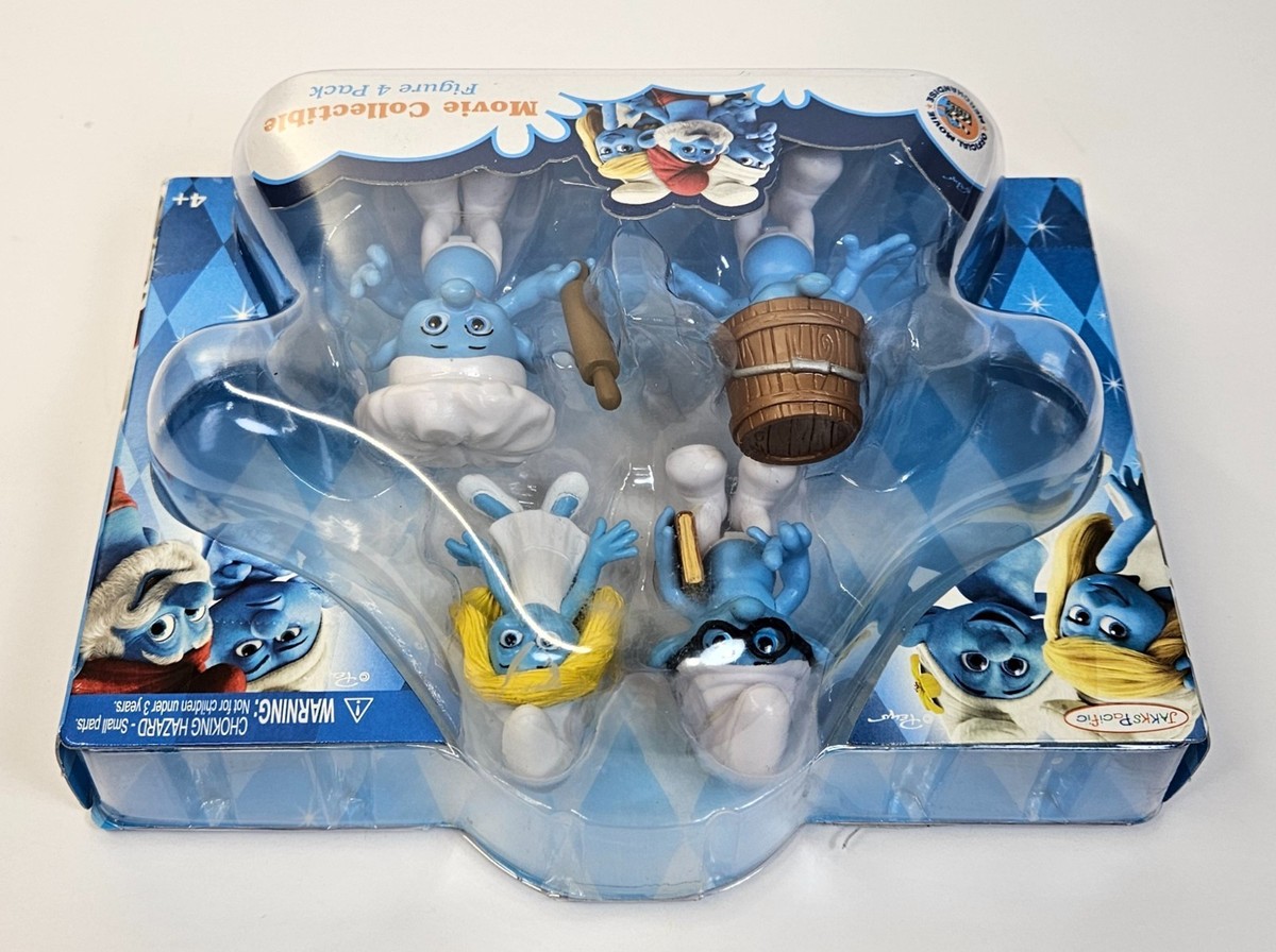 THE SMURFS SMURFETTE, CLUMSY, BRAINY, BAKER SMURF FIGURE SET MOSC