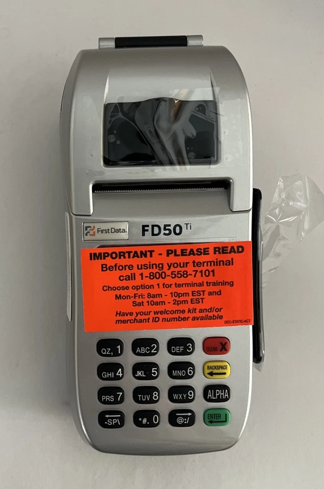 New Open Box First Data FD50 Ti Credit Card Reader Terminal With Pin Pad (F4) - Image 3 of 4