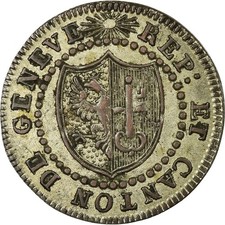 Coin, Swiss Cantons, Geneva, Sol, 1817, XF, Billon, KM:116