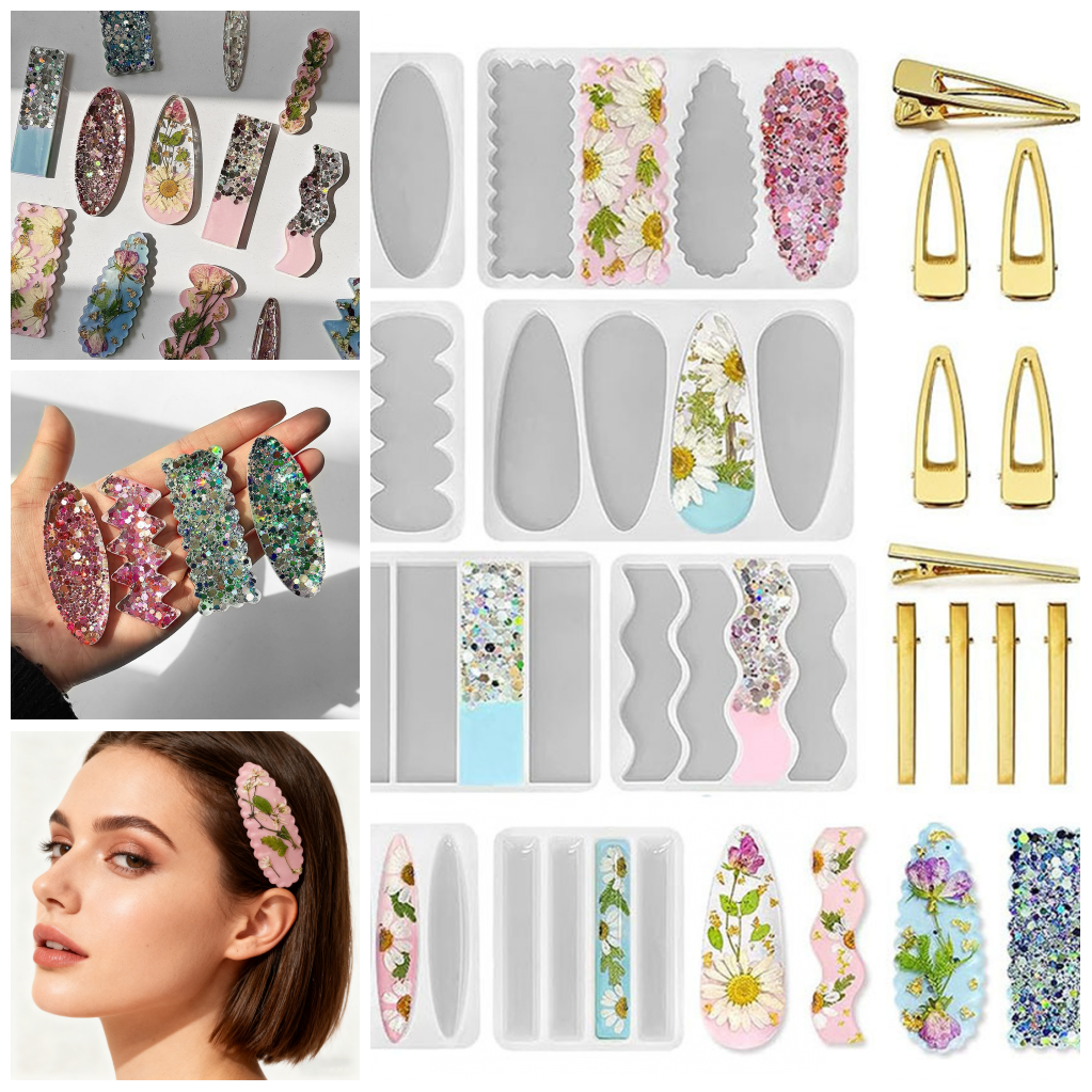 20PCS Resin Molds DIY Hair Clip Jewelry Casting Mold Crafts for Hair Pin Making