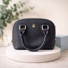 Steve Madden Black Saffiano Vegan Leather Mini Dome Satchel