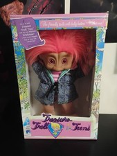 Vintage 18" Treasure Troll Doll Pink Hair jewel Eyes With Box 90s