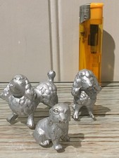 Vintage Solid White Metal Standard Poodles Dog Figures