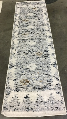IVORY / BLUE 2'-3'' X 8' Broken Thread Rug, Reduced Price 1172661572 MAN351A-28