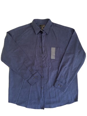 J. Ferrar Mens Plus Size L Blue Shirt Long Sleeve Button Front Large Grande NWT