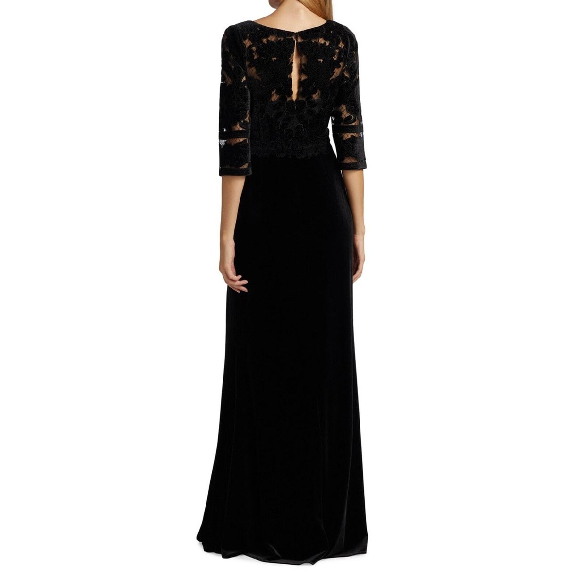 marchesa notte embroidered velvet dress Velvet Plunging Gown