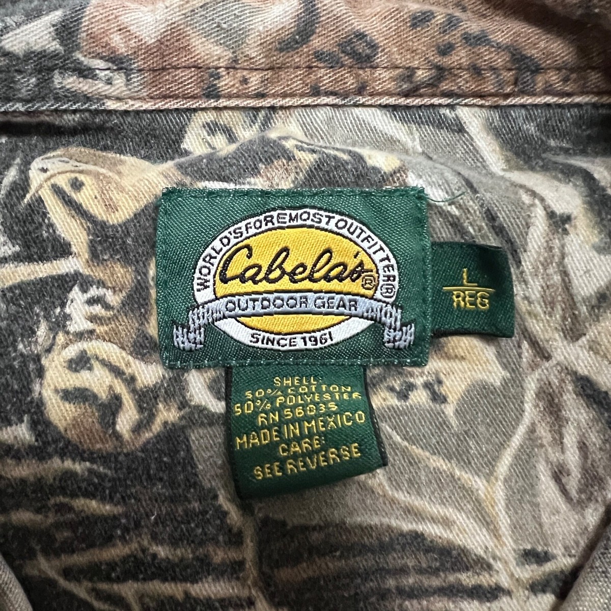 Chemise Camouflage Vintage Cabelas Henley - Taille 5XL, Manches Longues, Pour Chasse