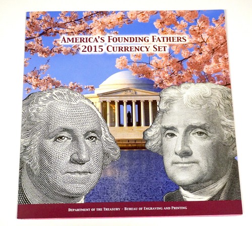 2015 AMERICA'S FOUNDING FATHERS CURRENCY SET $1 & $2 MATCHING SERIAL NUMBERS