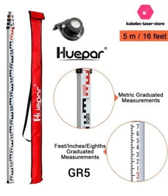 mire telescopique huepar GR5 5m niveau optique laser nivellement geometre - Photo 1/4