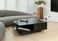 Couchtisch 100X100X36Cm Schwarz Sofatisch Wohnzimmertisch Glastisch Abstelltisch