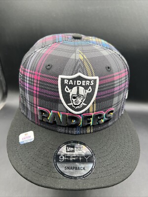 Las Vegas Raiders New Era 2024 NFL Crucial Catch Plaid 9FIFTY Snapback Hat