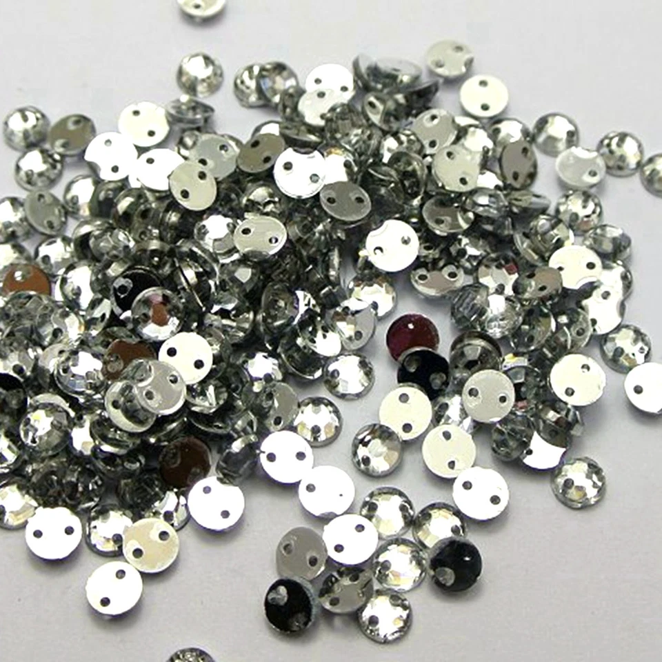 1000 Clear Flatback Acrylic Sewing Round Rhinestone Gems 5mm Sew on beads - Image 4 of 4