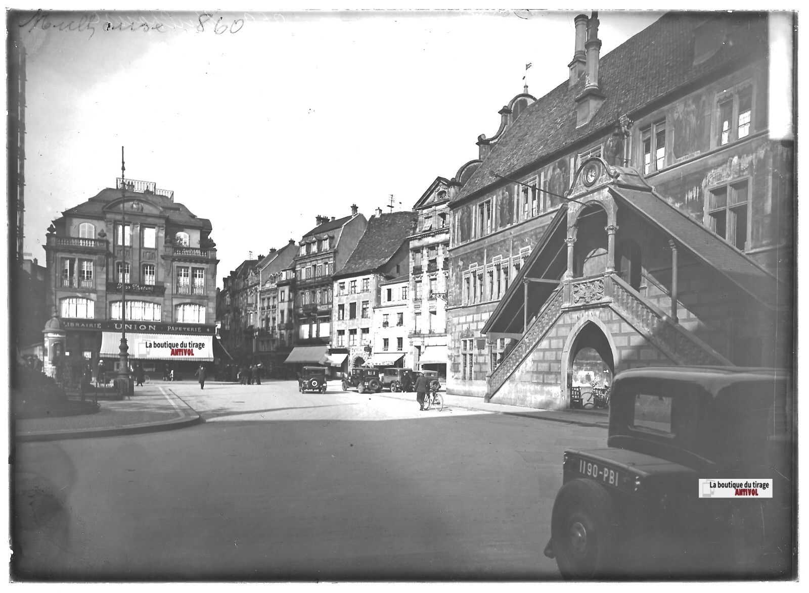 Plaque verre photo ancienne positif noir & blanc 13x18 cm Colmar