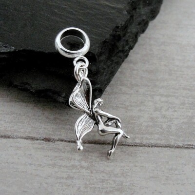 925 Sterling Silver Fairy Pixie Dangle Bead Charm - fits European Bracelets