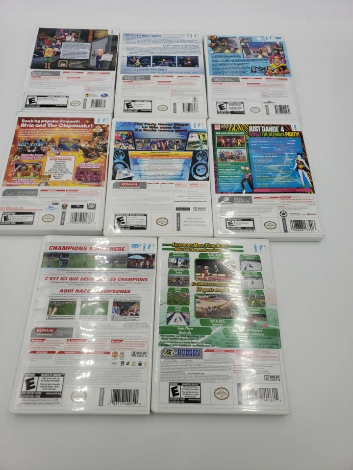 Nintendo Wii 8 Games Lot Dance, Skateboard, TV Shows Sports Soccer Alvin - Image 3 of 4
