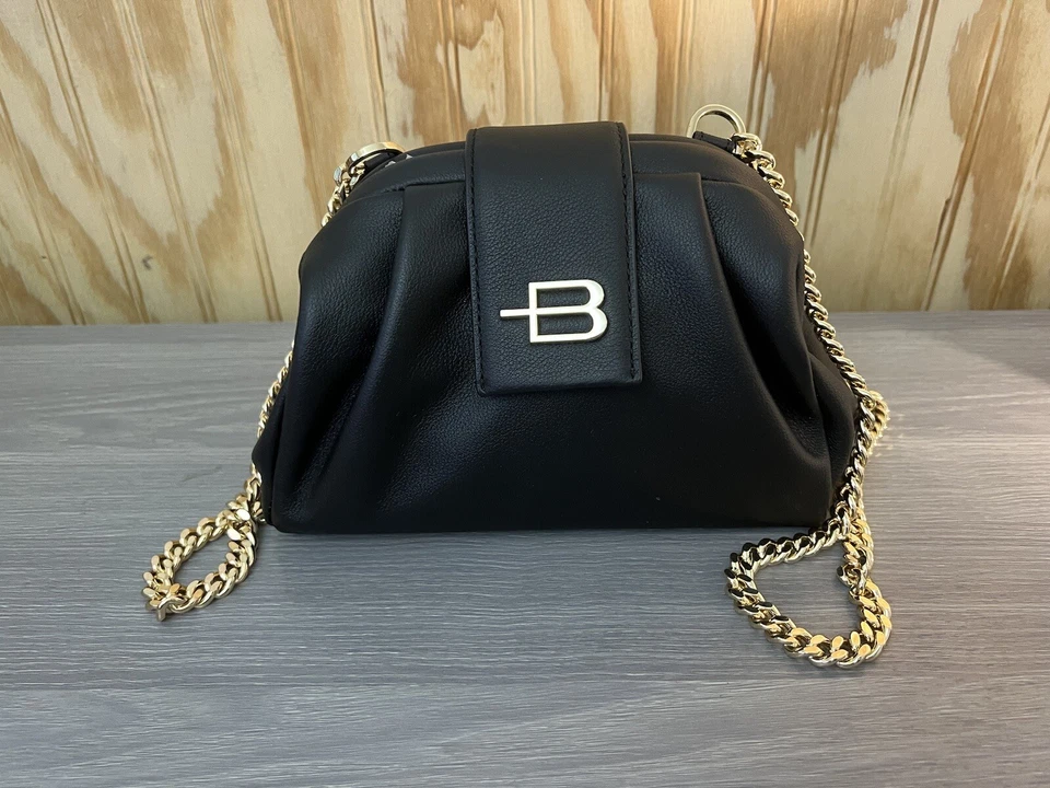 Bolsa clutch Baldinini nova em folha em nappa macia preta - bolsa de designer - autêntica - Imagem 2 de 4